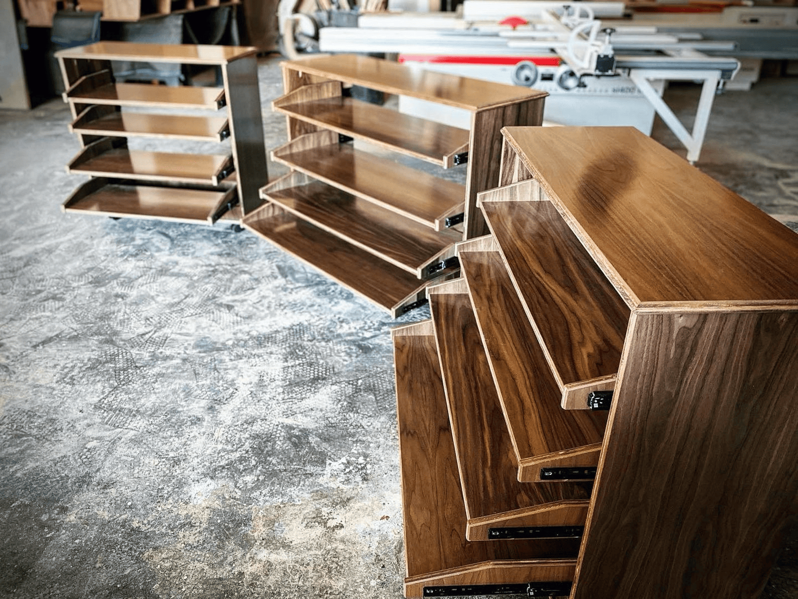 Audio rack cabinet with professional equipment